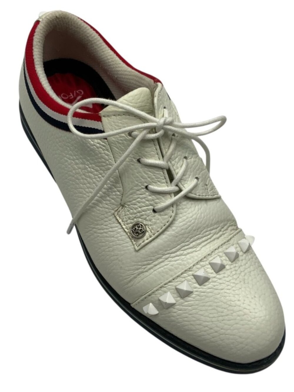 G/Fore Grosgrain Stud Cap Toe Gallivanter Golf Shoes 8 Snow White